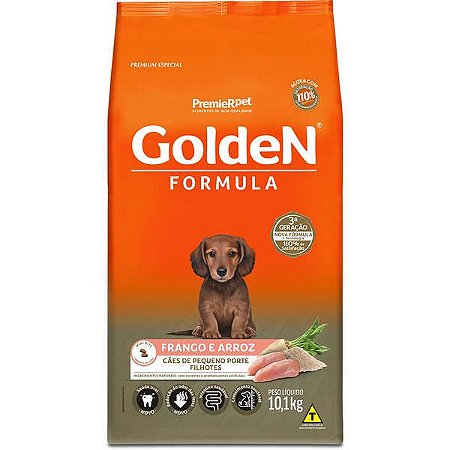 Ração Golden Formula Cães Filhotes Porte Pequeno Frango e Arroz 10,1kg