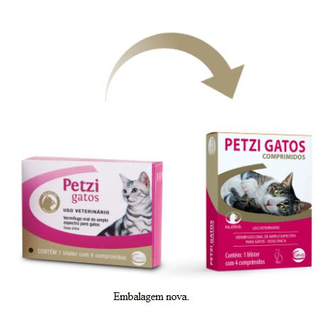 Vermífugo Petzi Gatos 4 Comprimidos