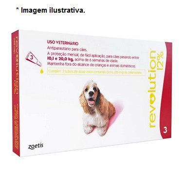 Antipulgas e Carrapatos Zoetis Revolution 12% para Cães de 10 a 20 Kg - 120 mg 3 unidades