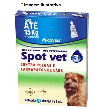 Antipulgas Coveli Spot Vet 3 para Cães até 15 Kg 3ml 1 Bisnaga