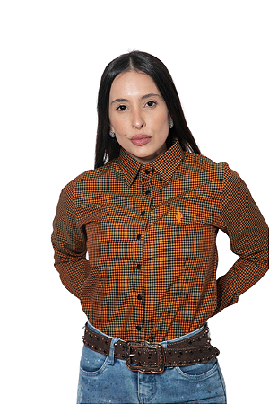 CAMISA FEMININA XADREZ LARANJA