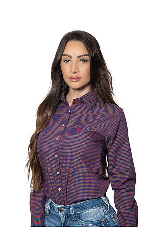 CAMISA FEMININA XADREZ VINHO