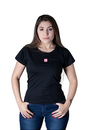 CAMISETA BÁSICA FEMININA PRETA / PINK