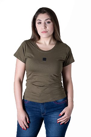 CAMISETA BÁSICA FEMININA VERDE MILITAR
