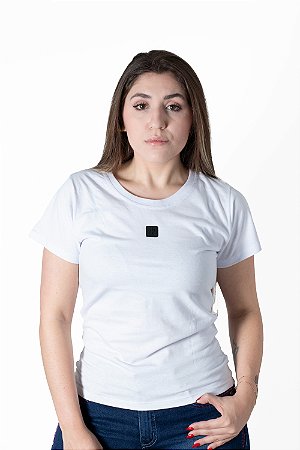 CAMISETA BÁSICA FEMININA BRANCA / PRETO