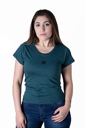 CAMISETA BÁSICA FEMININA AZUL PETROLEO