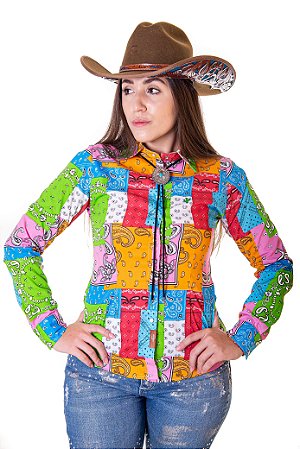 CAMISA FEMININA COUNTRY ESTAMPADA CASHMERE