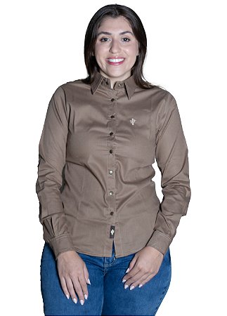 CAMISA FEMININA BÁSICA MARROM