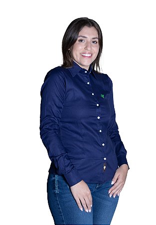 CAMISA FEMININA BÁSICA AZUL MARINHO