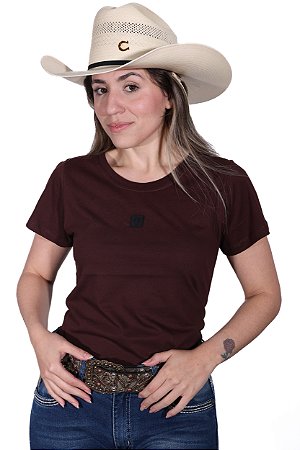 CAMISETA BÁSICA FEMININA MARROM