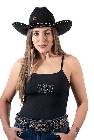 REGATA FEMININA BASICA PRETA PERSONALIZADA