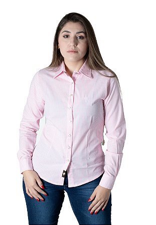 CAMISA FEMININA XADREZ ROSA BEBÊ