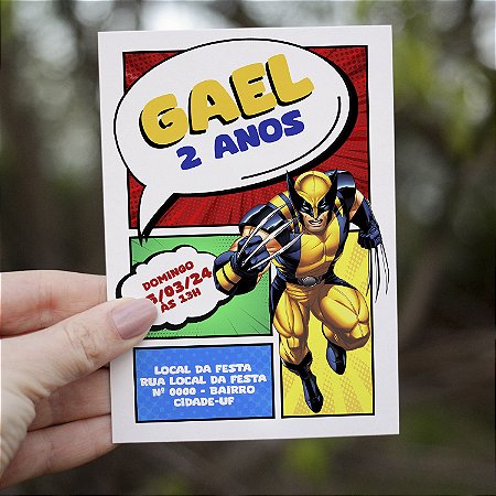 Convite Impresso Aniversário - Wolverine