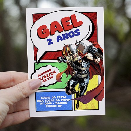 Convite Impresso Aniversário - Thor