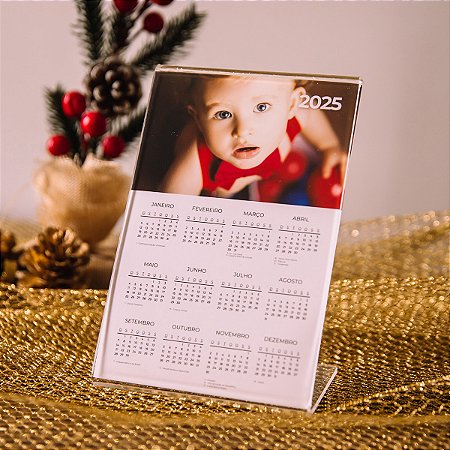 Calendário de Mesa em Acrílico 2025