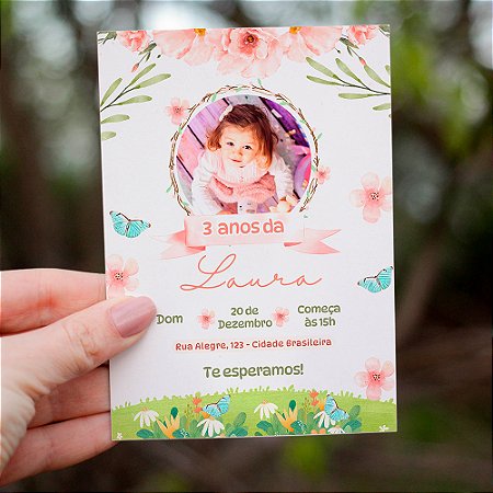 Convite Impresso Aniversário - Jardim