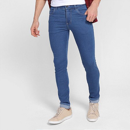 Calça Jeans Masculina Skinny Azul Médio