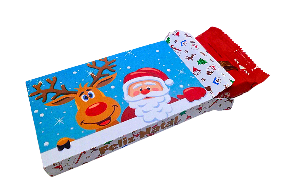 10 Caixas para Kit Kat - Natal Tons de Azul