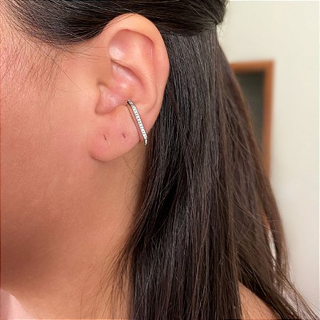 Piercing ear hook de pressão cravejado