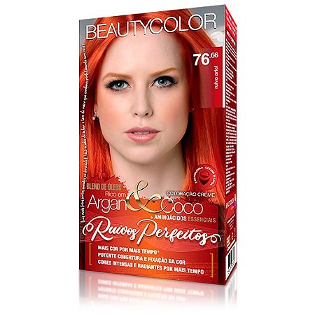 Coloração Kit 76.66 Ruivo Ariel - Beauty Color