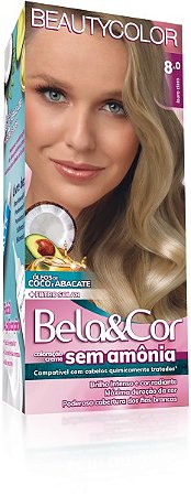 Coloração Sem Amônia Kit 8.0 Louro Claro - Bela&Cor