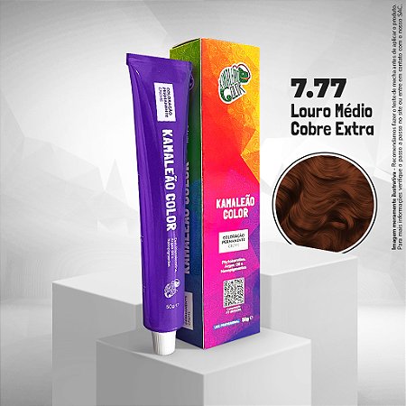 Coloração Louro Médio Cobre Extra 7.77 50g - Kamaleão Color