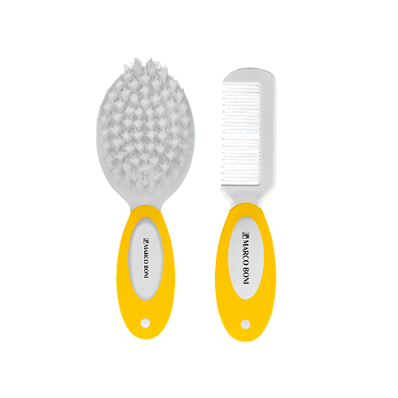 Kit Escova e Pente Baby Amarelo 8696 - Marco Boni