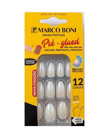 Unhas Postiças Pré-Glued Almond Pérola 9760 - Marco Boni