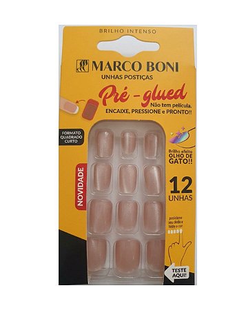 Unhas Postiças Pré-Glued Quadrada Curta Salmão 9762 - Marco Boni