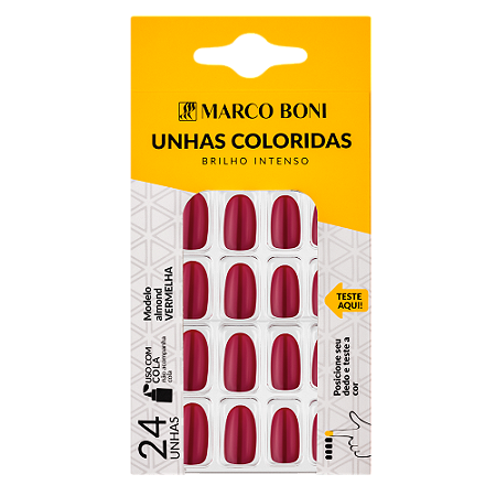 Unhas Postiças Almond Vermelha 9724 - Marco Boni