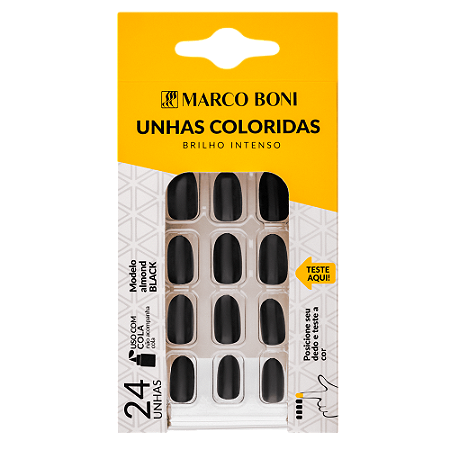 Unhas Postiças Almond Black 9723 - Marco Boni