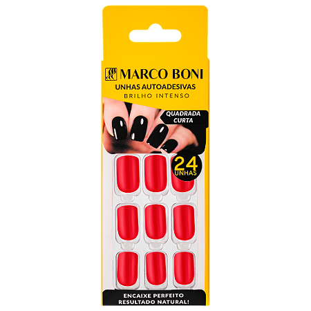 Unhas Autoadesivas Quadrada Curta Vermelho Claro 1970 - Marco Boni