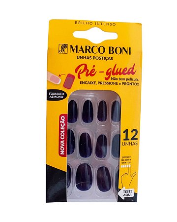Unhas Postiças Pré-Glued Almond Blue Jeans 9758 - Marco Boni
