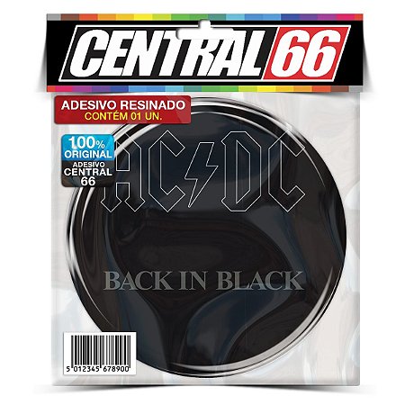 Adesivo Resinado Redondo ACDC - Black In Black Preto/Branco