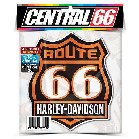 Adesivo Resinado Redondo Rout 66 - Escudo Harley