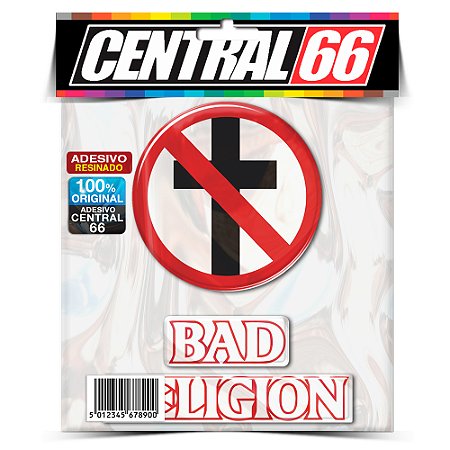 Adesivo Resinado Placa - Proibido Religião Cruz (Bad Religion)