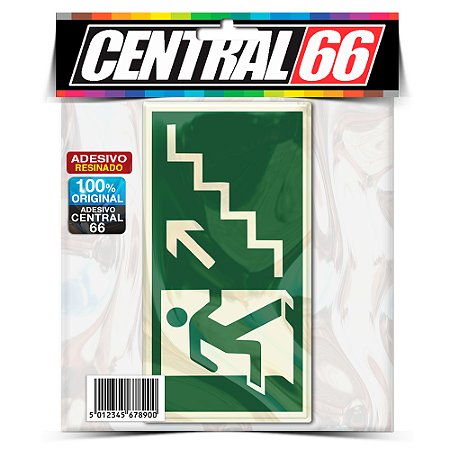 Adesivo Resinado Placa - Sinalização Escada Direita (Verde)