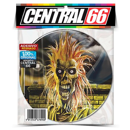 Adesivo Resinado Redondo Iron Maiden - Caveira Assustada