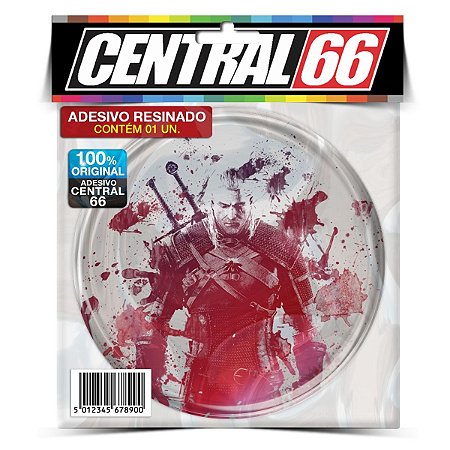 Adesivo Resinado Redondo Jogo The Witcher - Branco/Vermelho