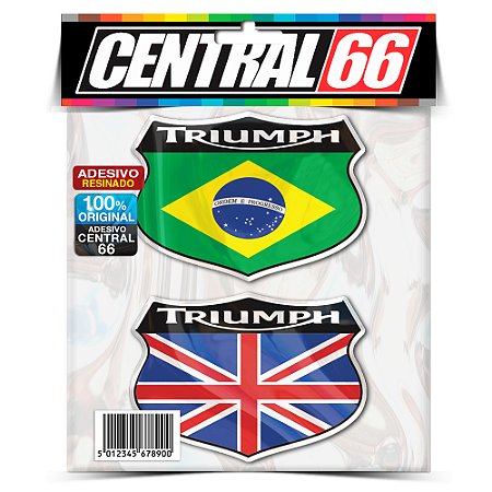 Kit Adesivos Emblema Triumph Brasil Inglaterra Resinado
