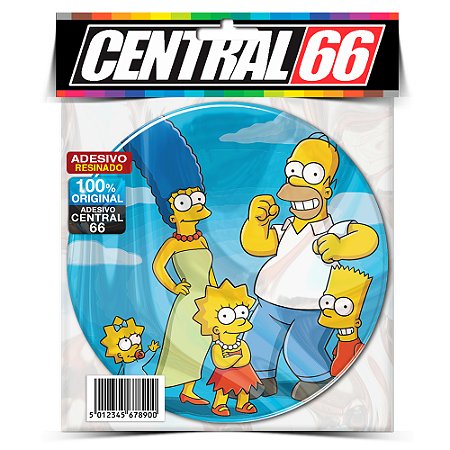 Adesivo Resinado Redondo Simpsons - Familia Fundo Azul Adesivo Protetor Resinado