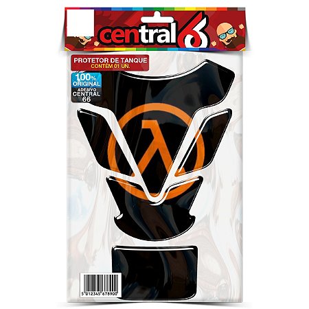 Tankpad Universal M1 - Half Life Preto com Logo Laranja Adesivo Protetor Resinado