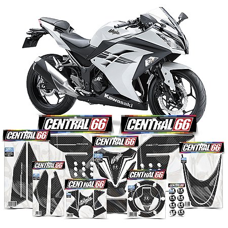 Kit Protetores Resinados Kawasaki Ninja 300 Carbono Branco