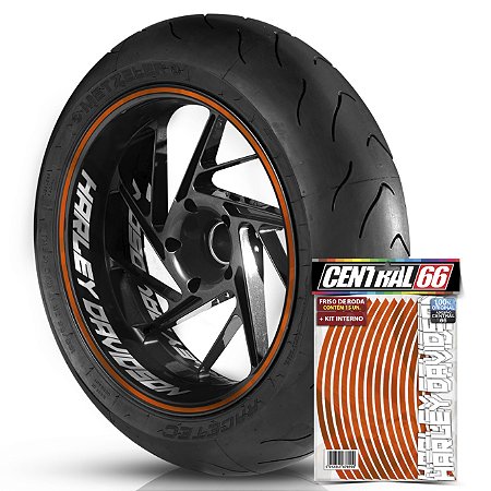 Kit Adesivo Interno de Roda G Harley Davidson + Friso Laranja Refletivo