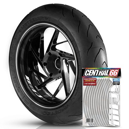 Kit Adesivo Interno de Roda P MRX + Friso Branco Prata Refletivo