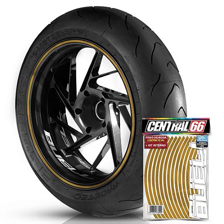 Kit Adesivo Interno de Roda P Buell + Friso Dourado Refletivo