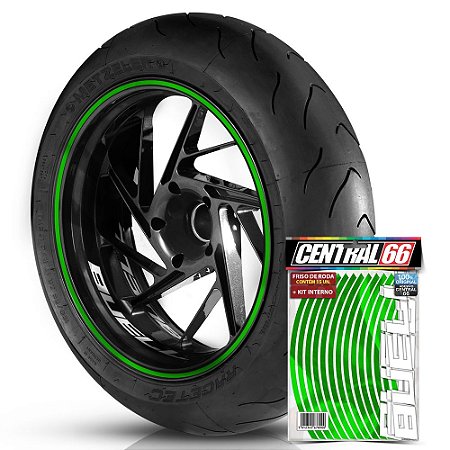 Kit Adesivo Interno de Roda P Buell + Friso Verde Refletivo