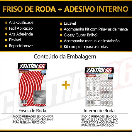 Kit Adesivo Interno de Roda P Ducati + Friso Preto