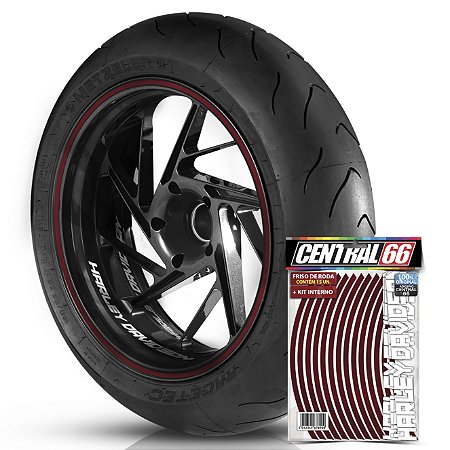Kit Adesivo Interno de Roda P Harley Davidson + Friso Vinho