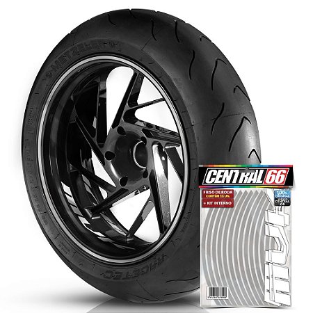 Kit Adesivo Interno de Roda P Fox + Friso Branco Prata Refletivo